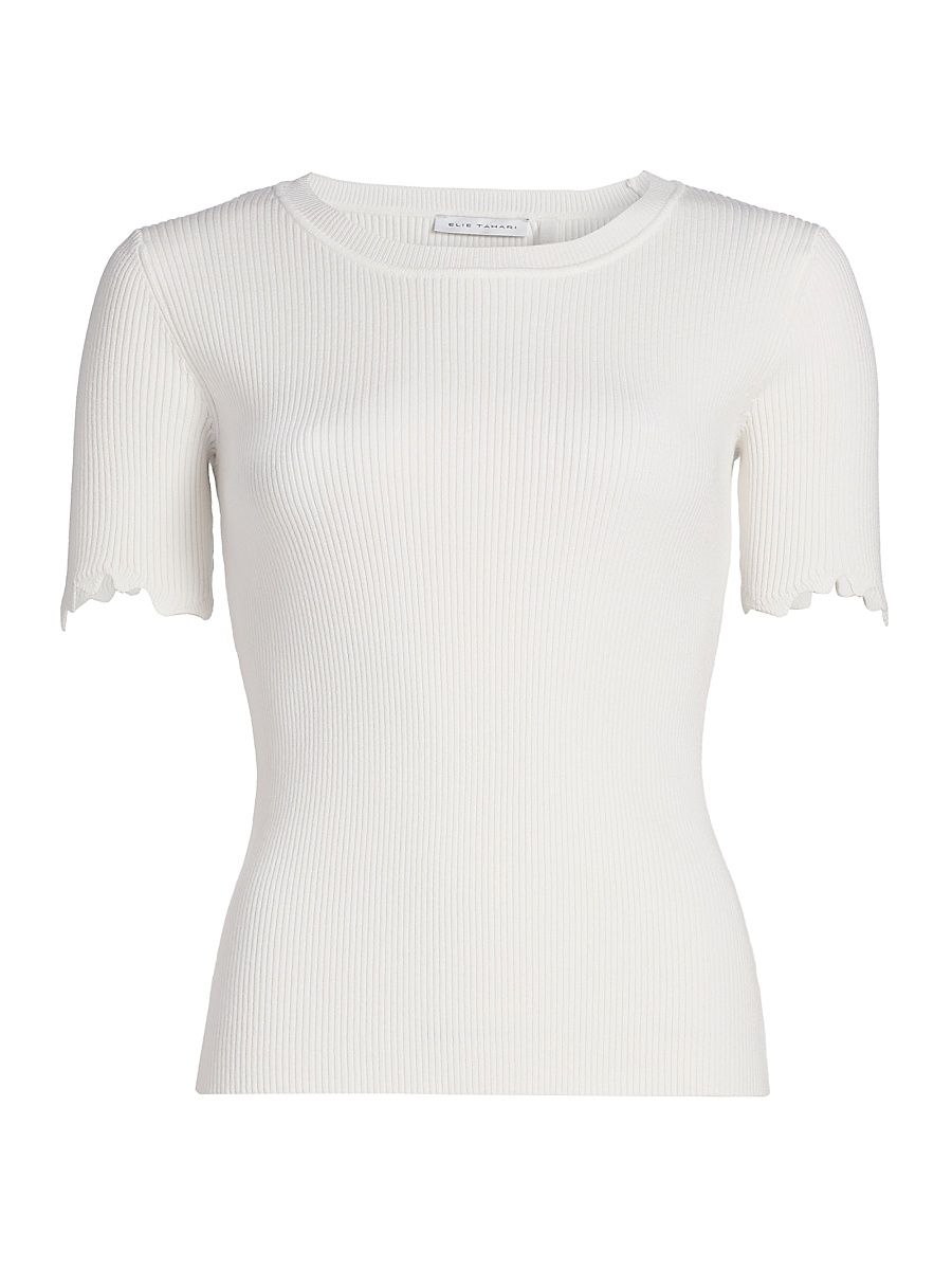Women's Christina Rib-Knit Top - Sky White - Size XL