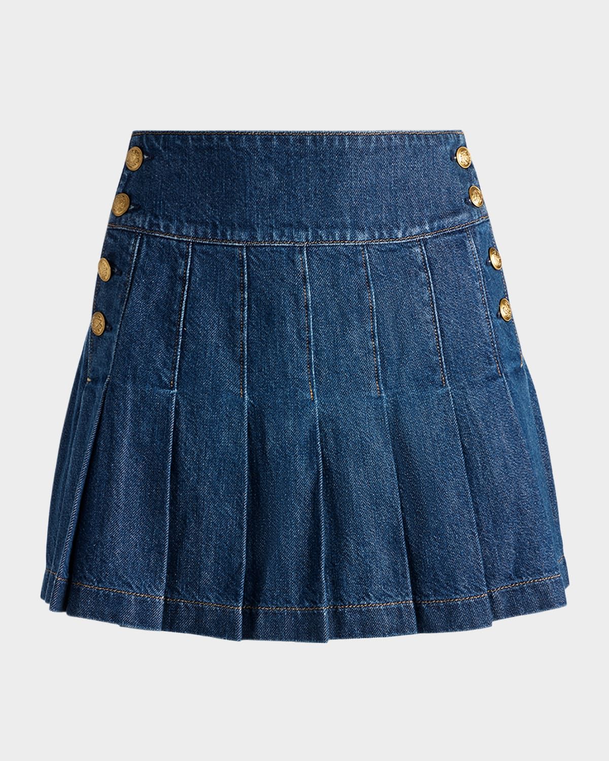 Lanna Pleated Denim Mini Skirt