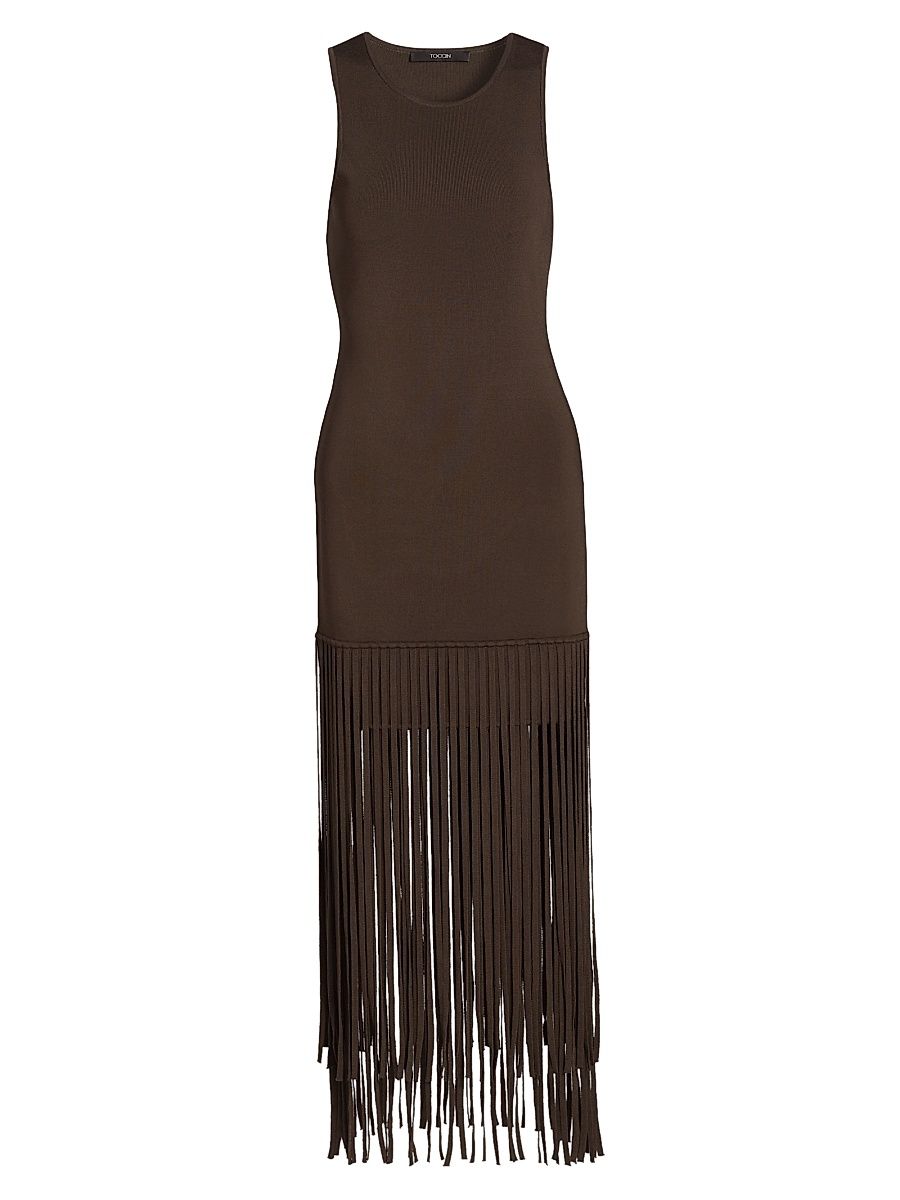 Women's Margaux Fringe Minidress - Espresso - Size XL