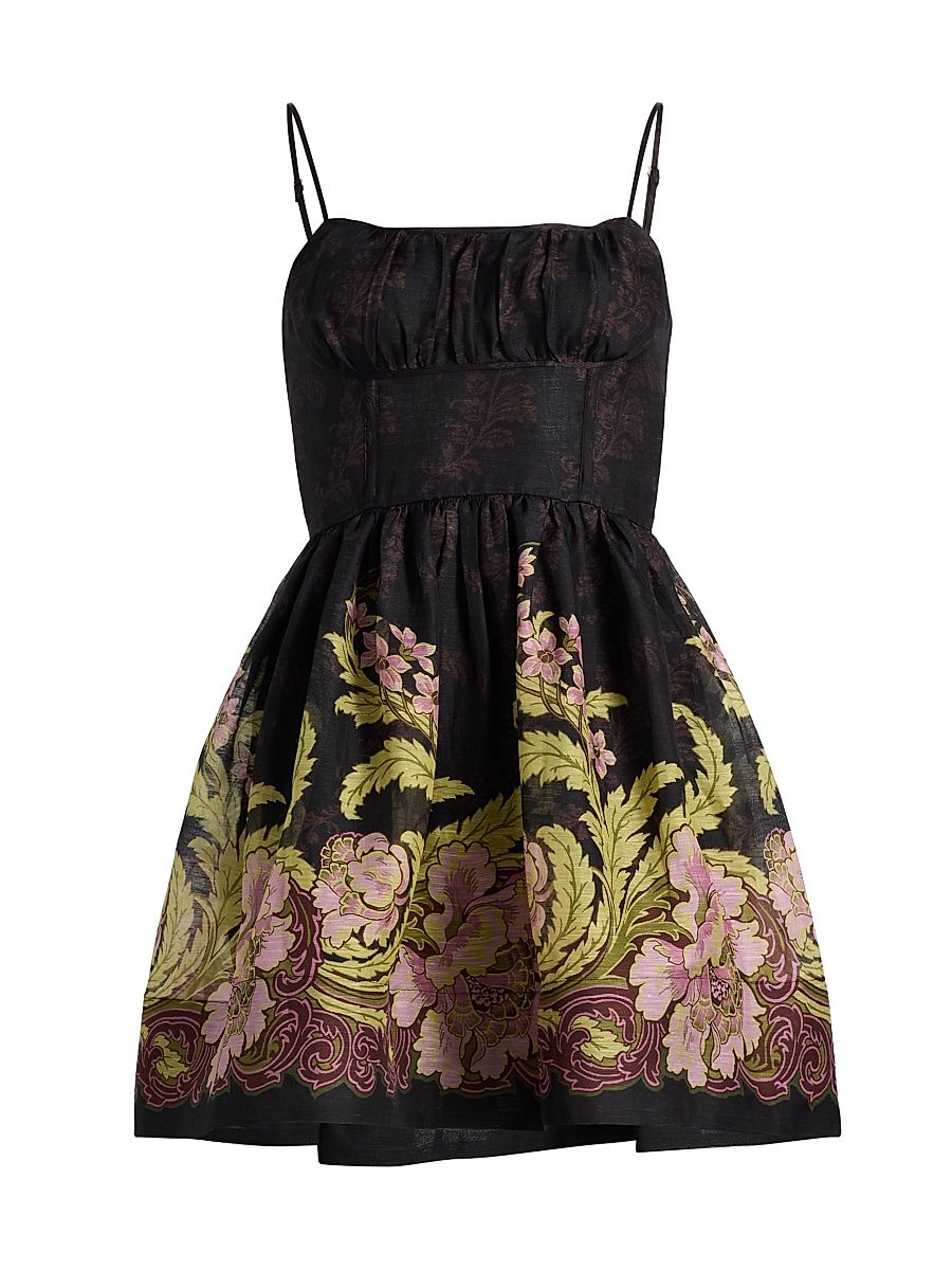 Women's Alba Silk-Linen Minidress - Nouvea Black - Size 10