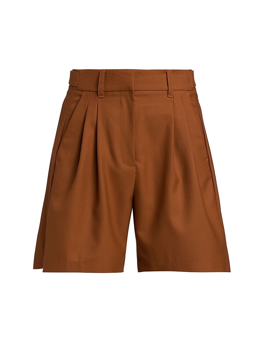 Women's Andora Wool-Blend Long Shorts - Rust - Size Small
