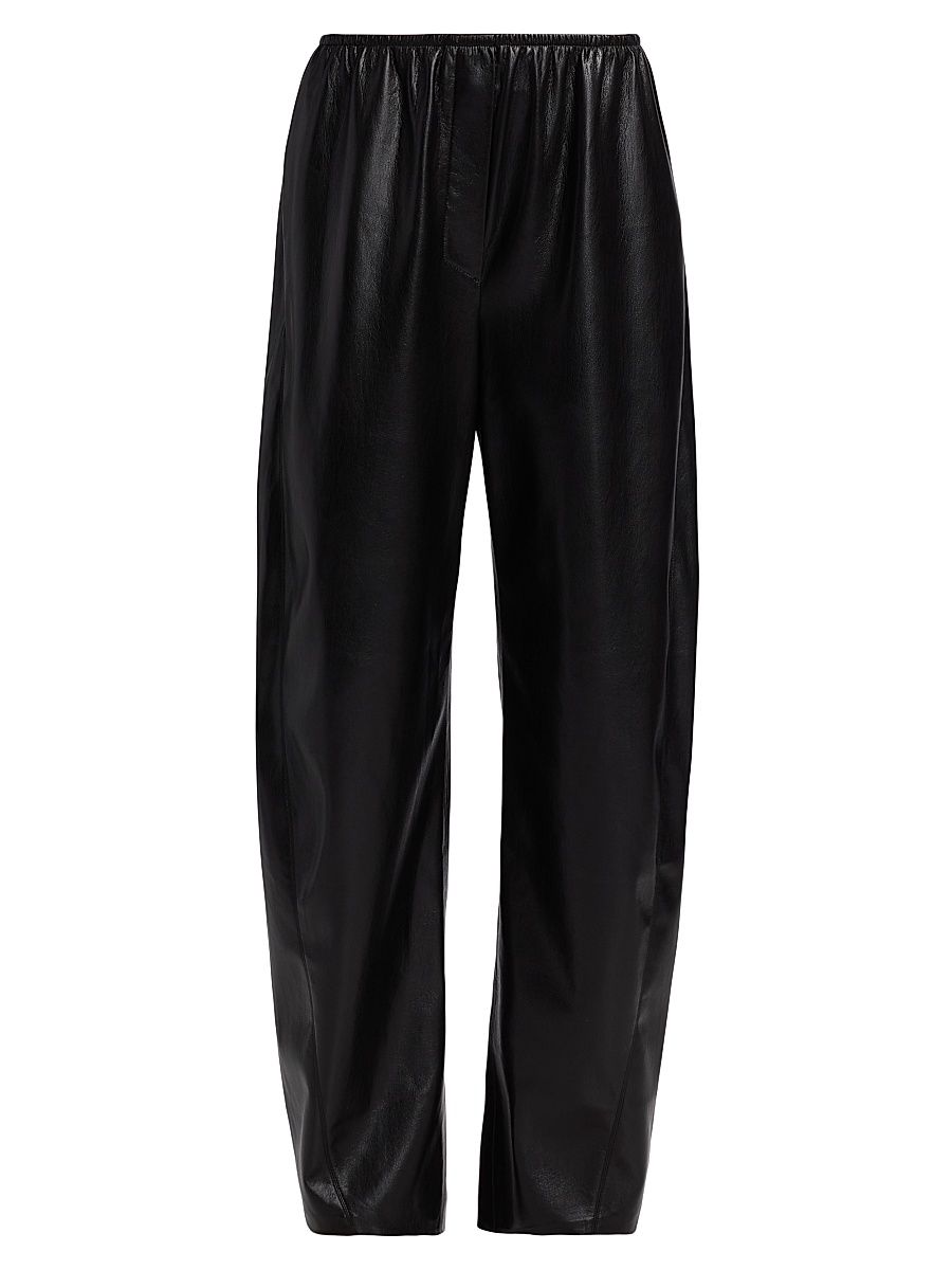 Women's Reflections Zoela Faux-Leather Barrel-Leg Pants - Black - Size Small