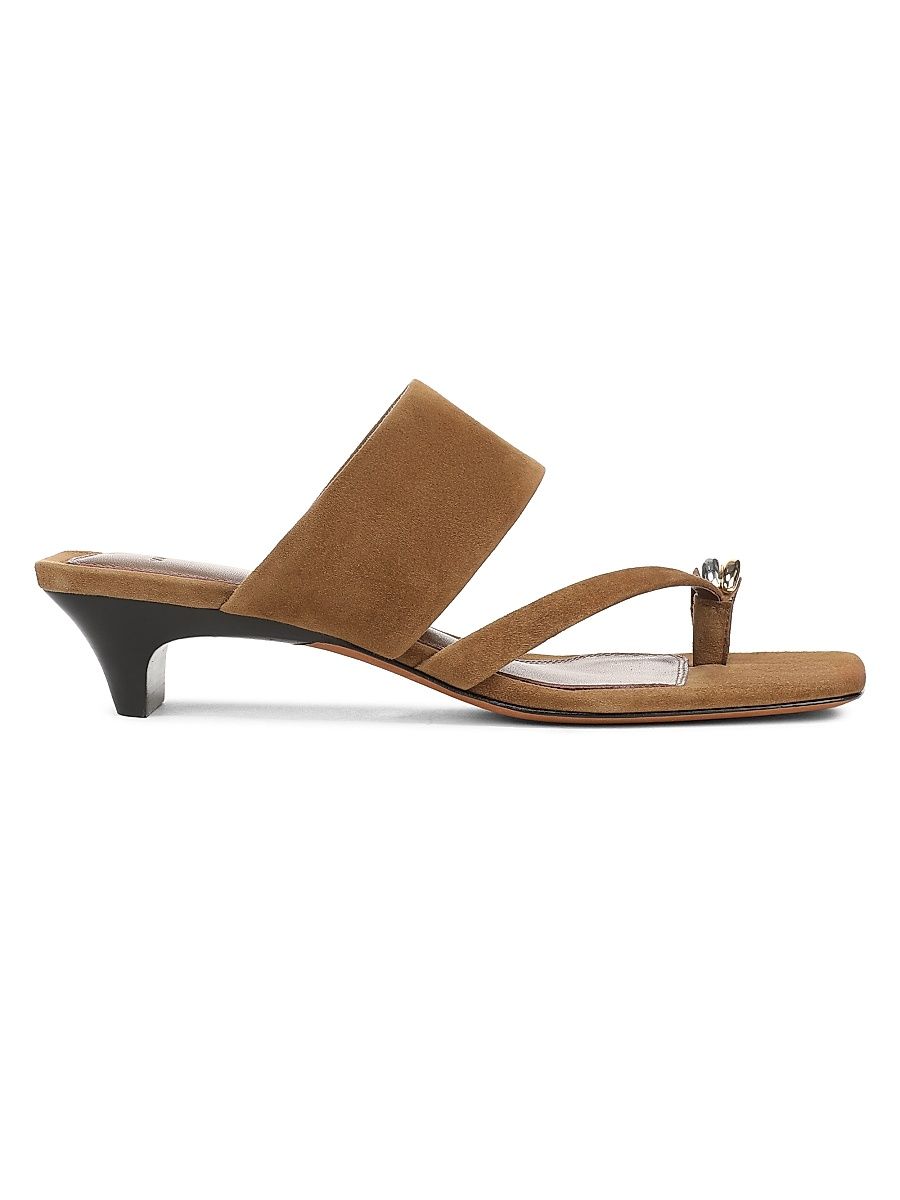 Women's 40MM Stacy Toe Ring-Detail Suede Sandals - Elmwood - Size 11
