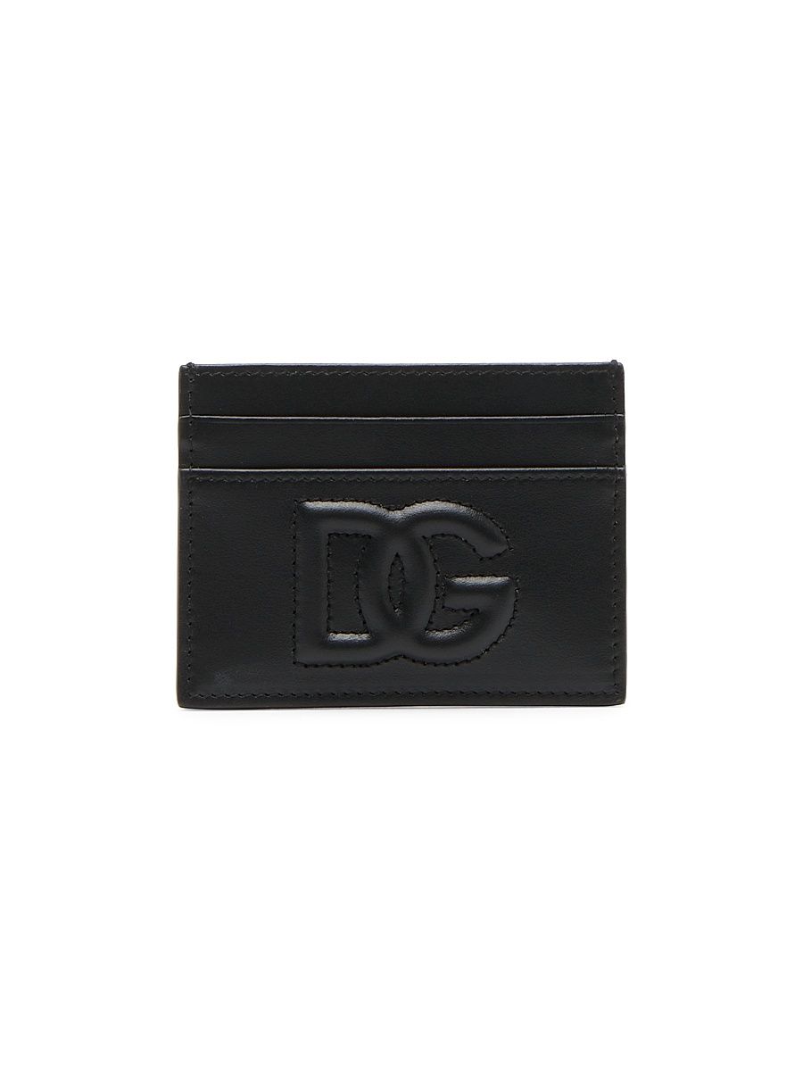 Women's Logo-Embossed Leather Card Case - Nero