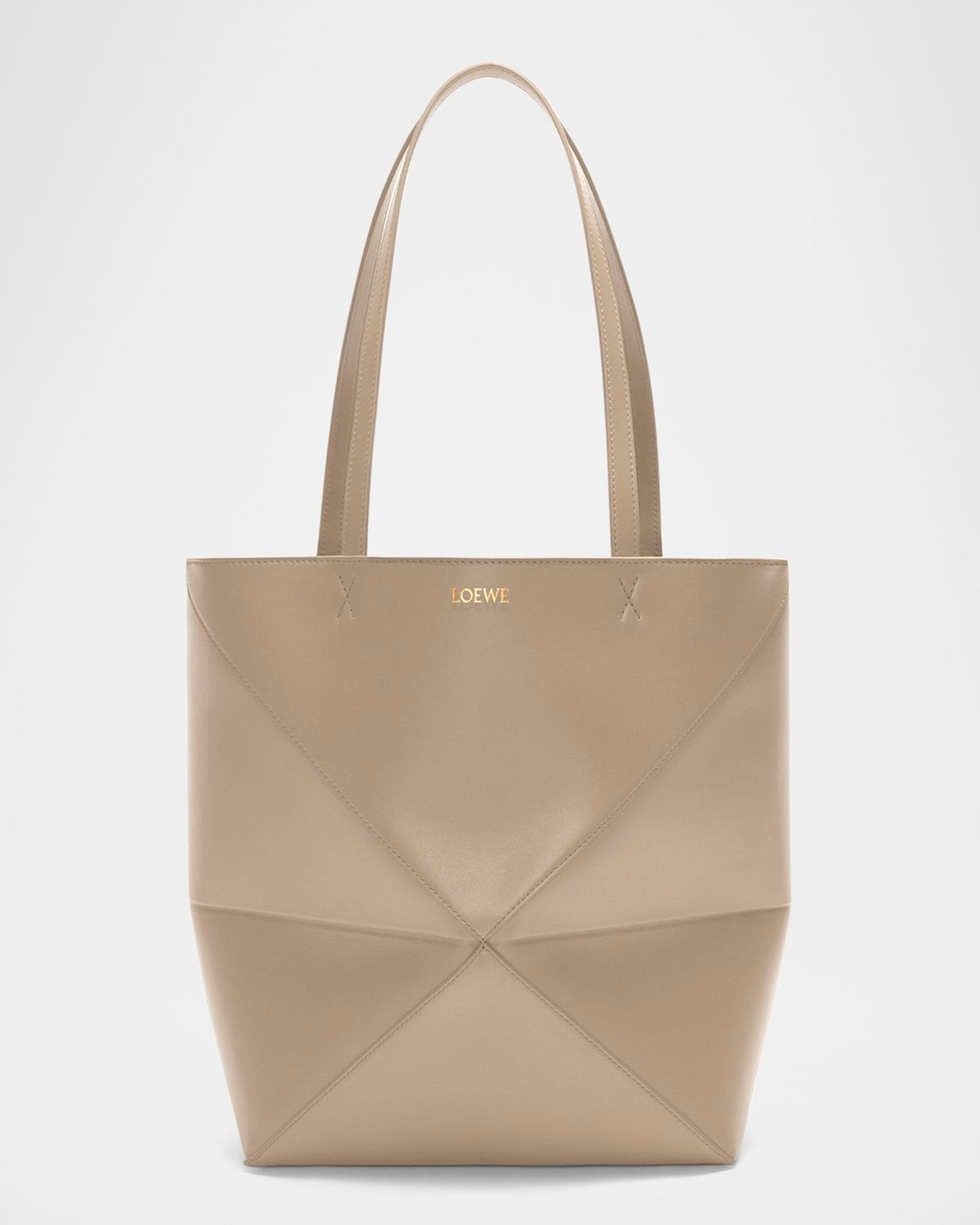 Puzzle Fold Medium Tote Bag in Shiny Leather