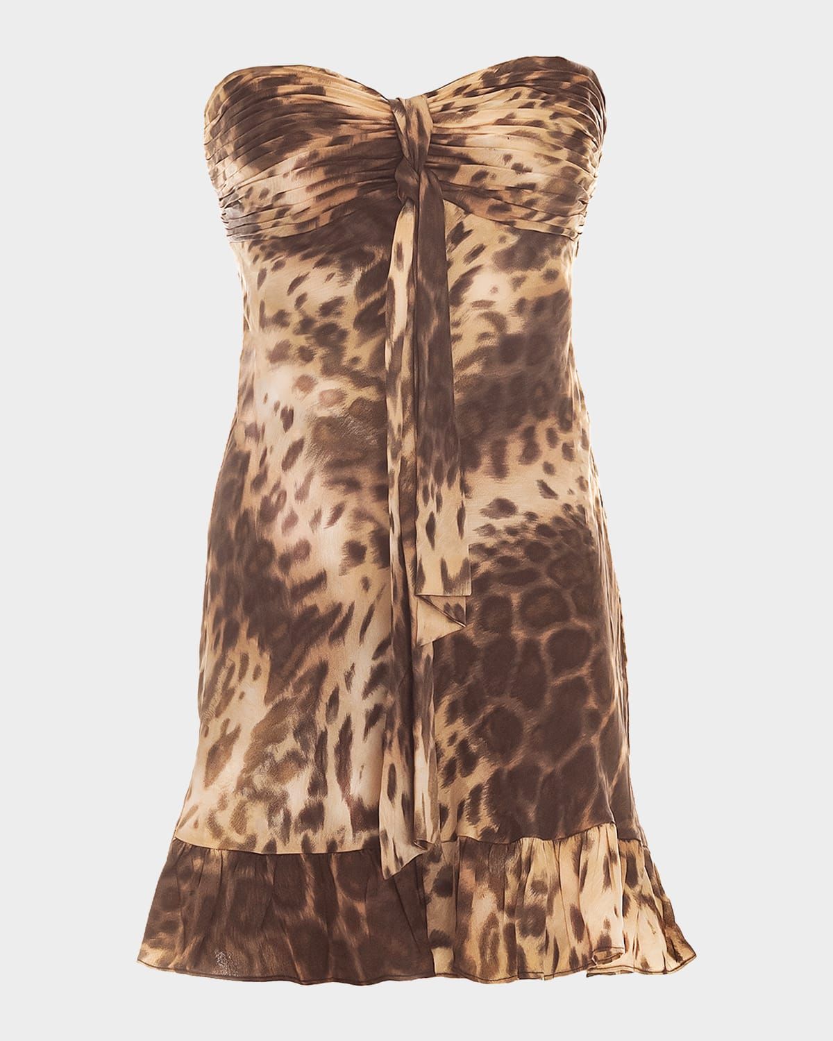 Ceci Strapless Animal-Print Ruffle Mini Dress