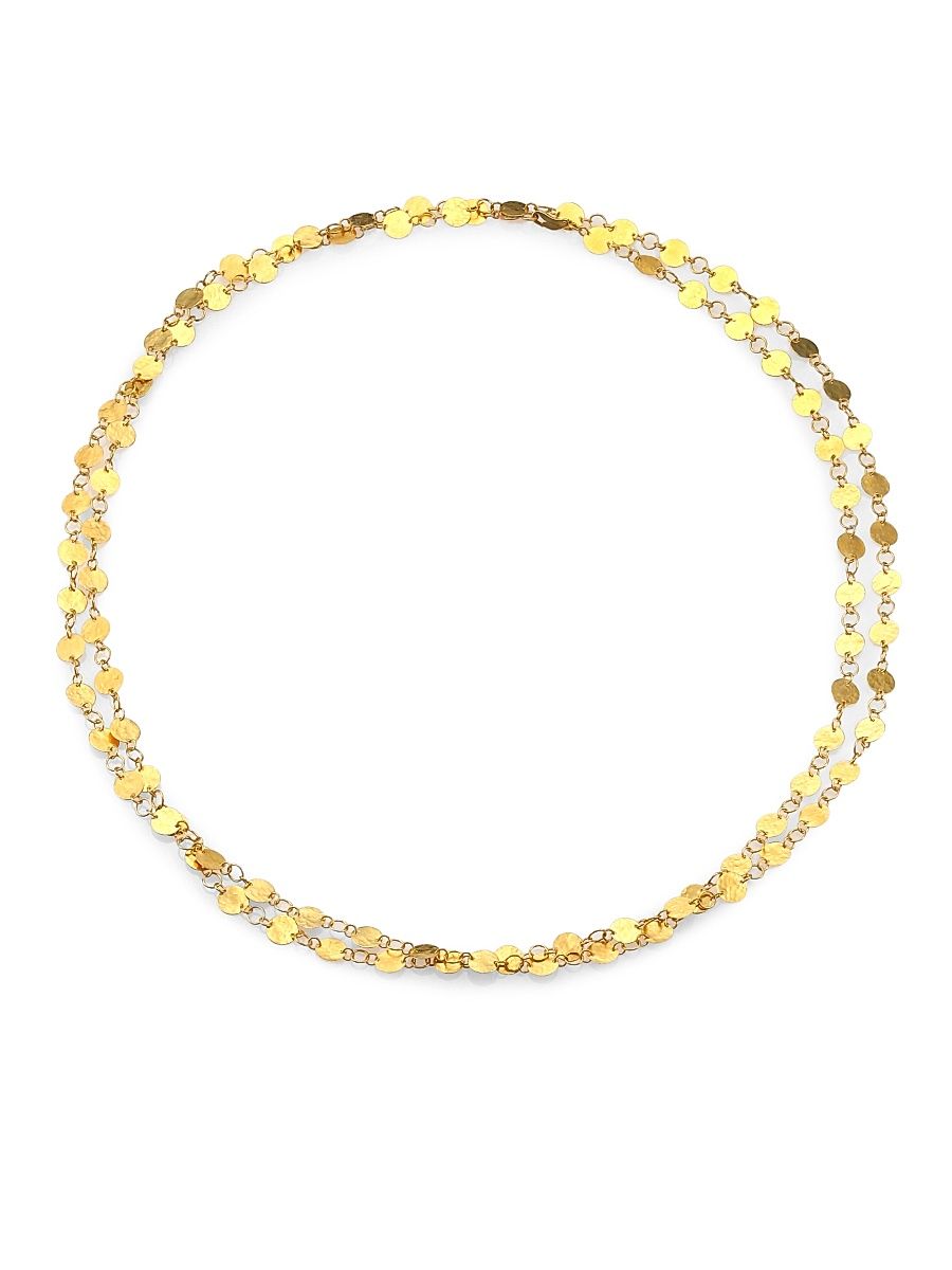 Women's Lush 24K Yellow Gold Long Flake Necklace - Gold