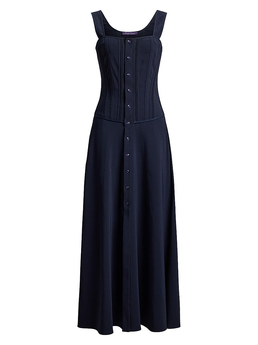 Women's Sophee Topstitch Cotton Midi-Dress - Icon Navy - Size 8