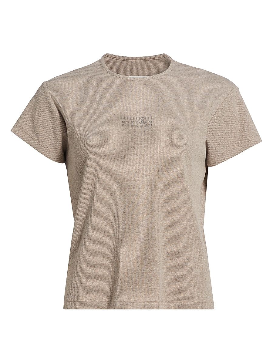 Women's Stretch Cotton-Virgin Wool T-Shirt - Taupe - Size XS