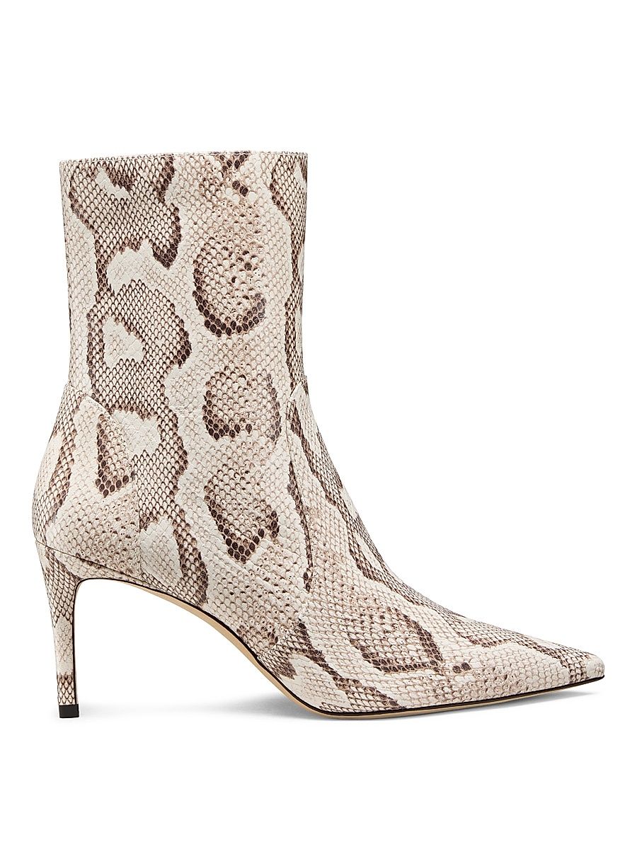 Women's Stuart 75MM Snake-Embossed Leather Booties - Cream - Size 8.5