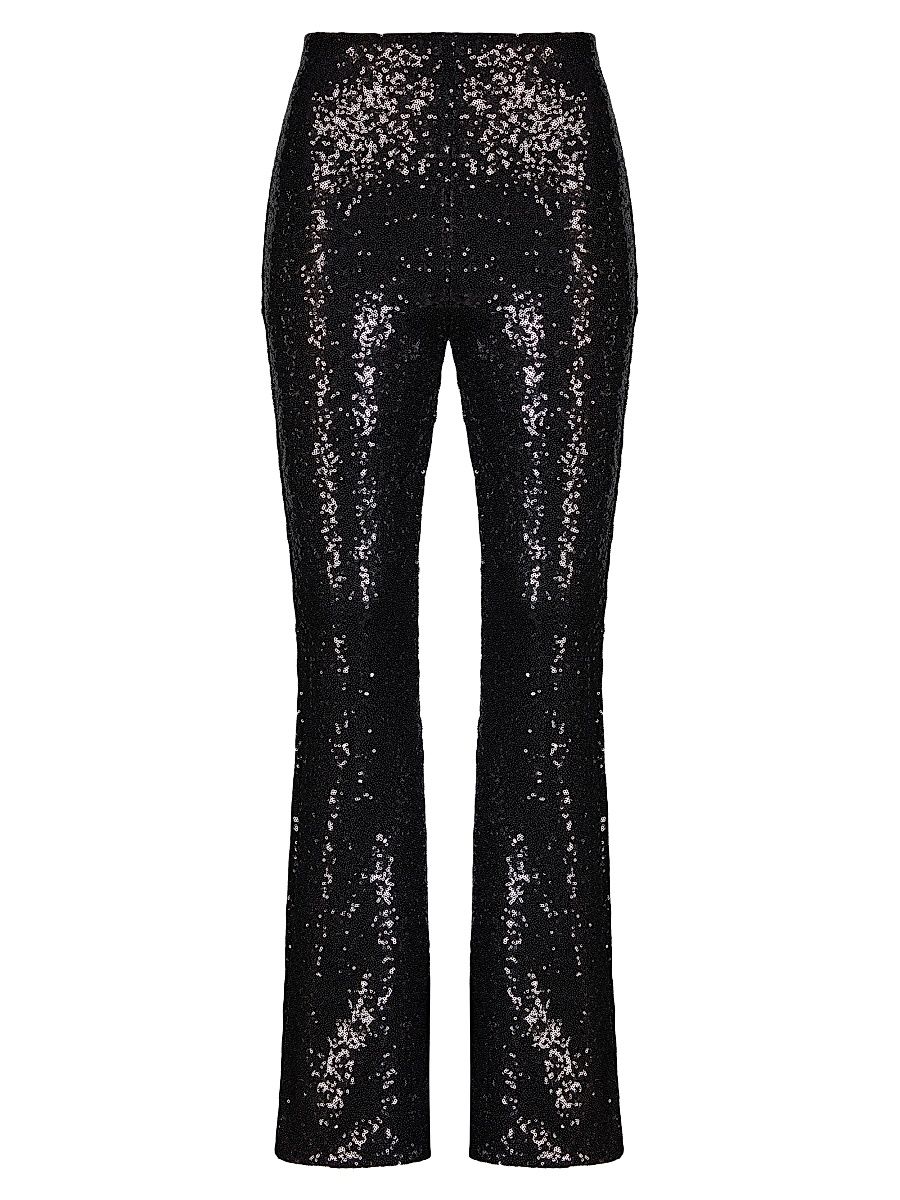 Women's Sequin Flare Pant - Black - Size Large