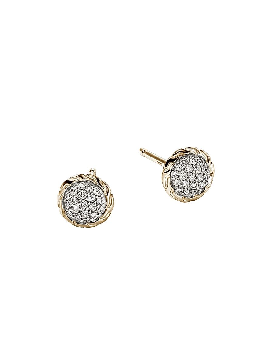 Women's JH Essentials 14K Yellow Gold & 0.19 TCW Diamond Pavé Stud Earrings - Yellow Gold
