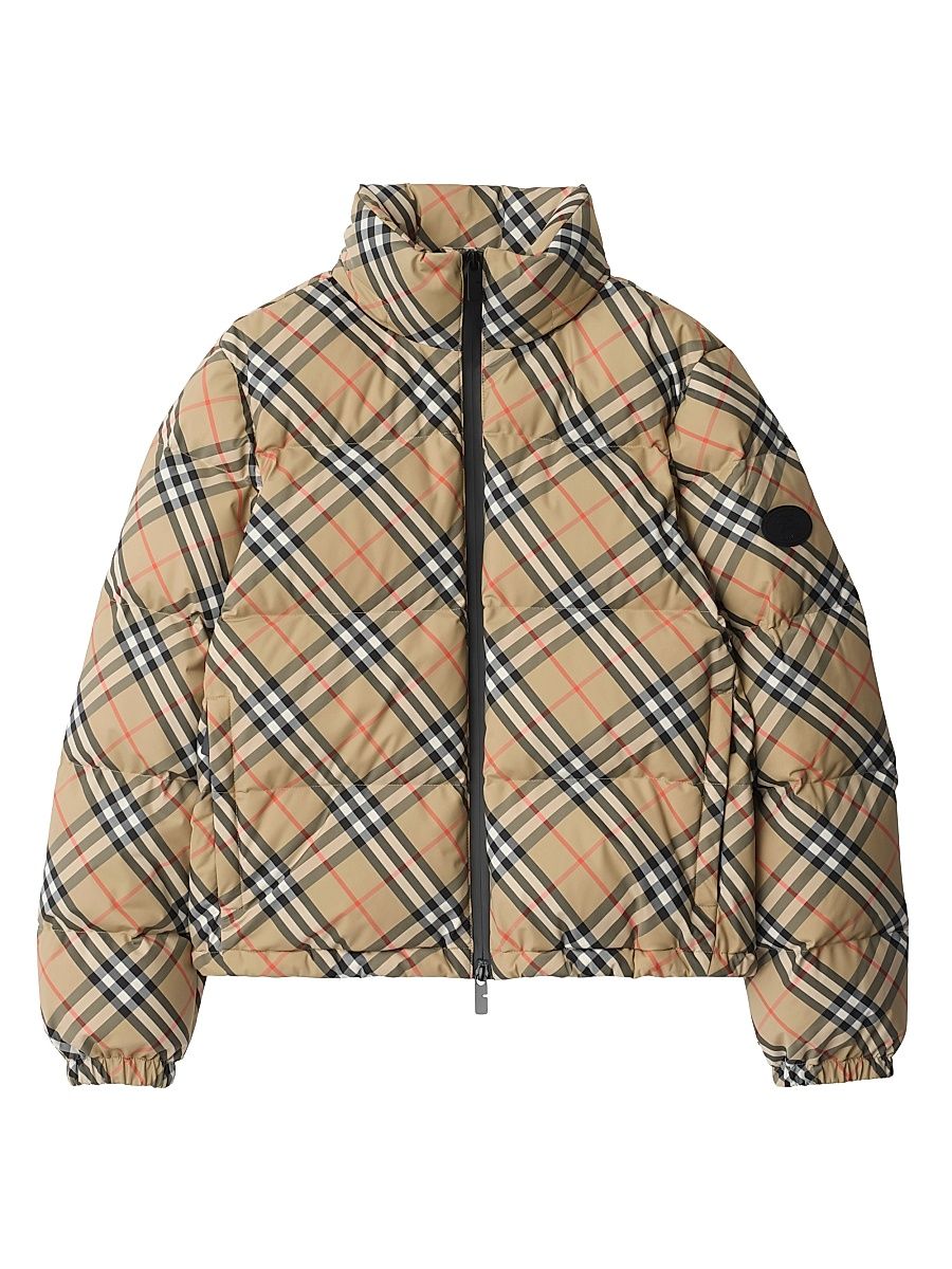 Women's Check Down Puffer Jacket - Sand Ip Check - Size XS