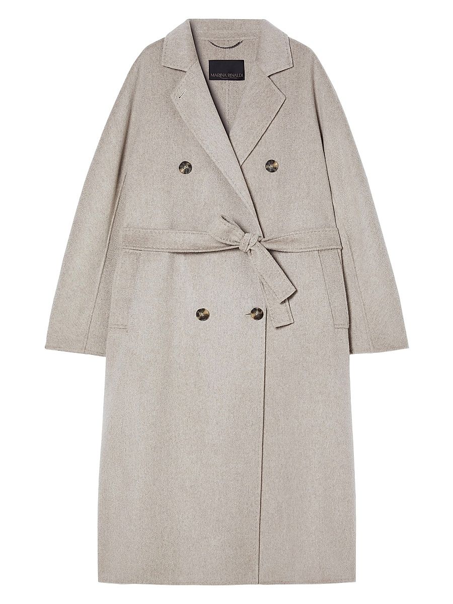 Women's Double Faced Wool Coat - Turtledove Grey Melange - Size 20