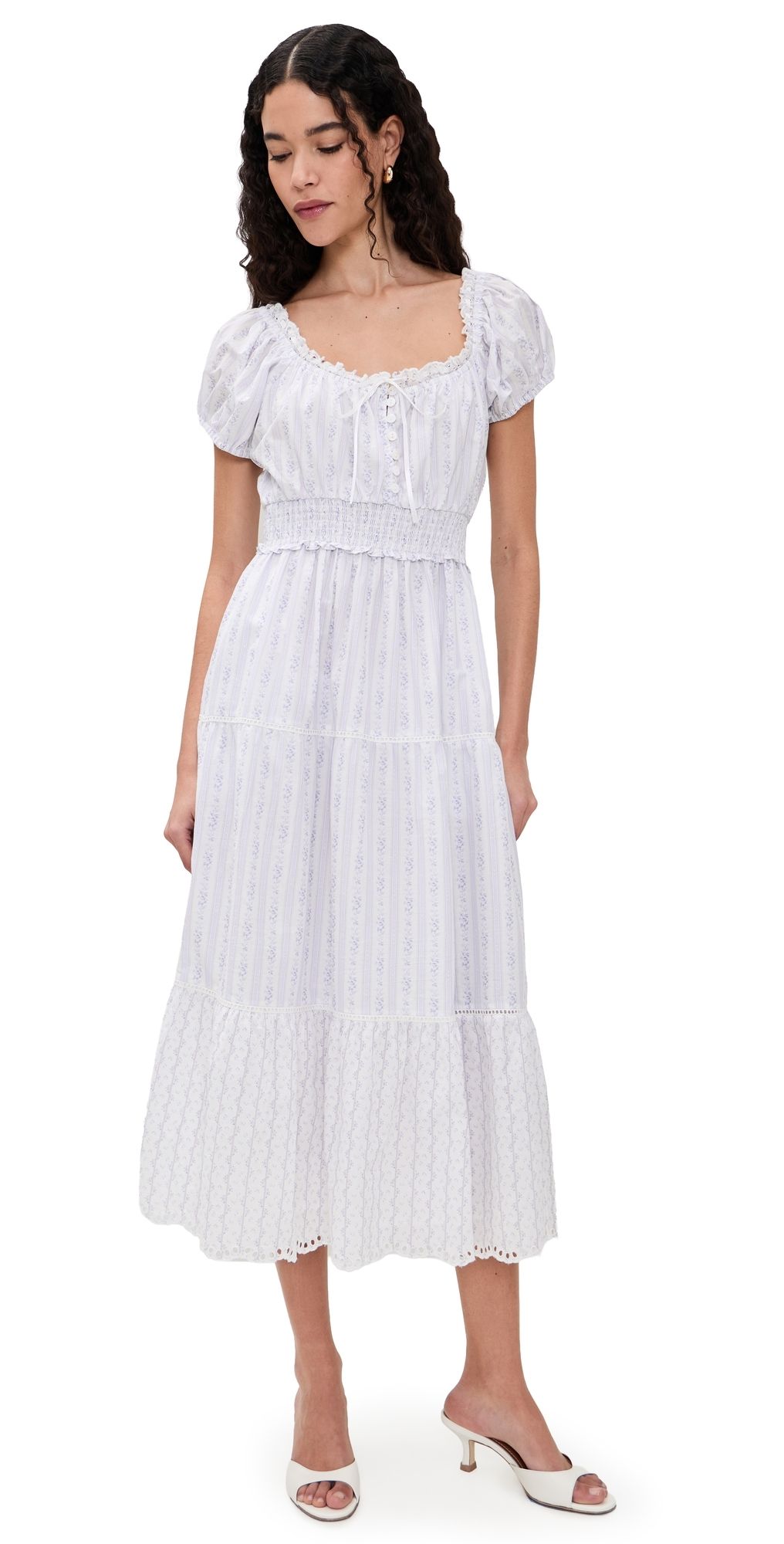 LoveShackFancy Emie Dress Sky Bonnet Blue M