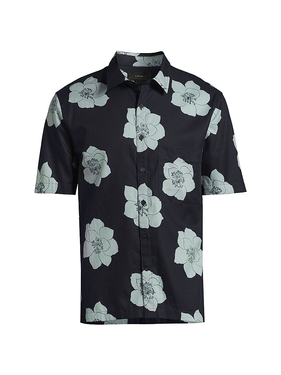 Men's Apple Blossom Short-Sleeve Shirt - Coastal Ceramic Blue - Size Small