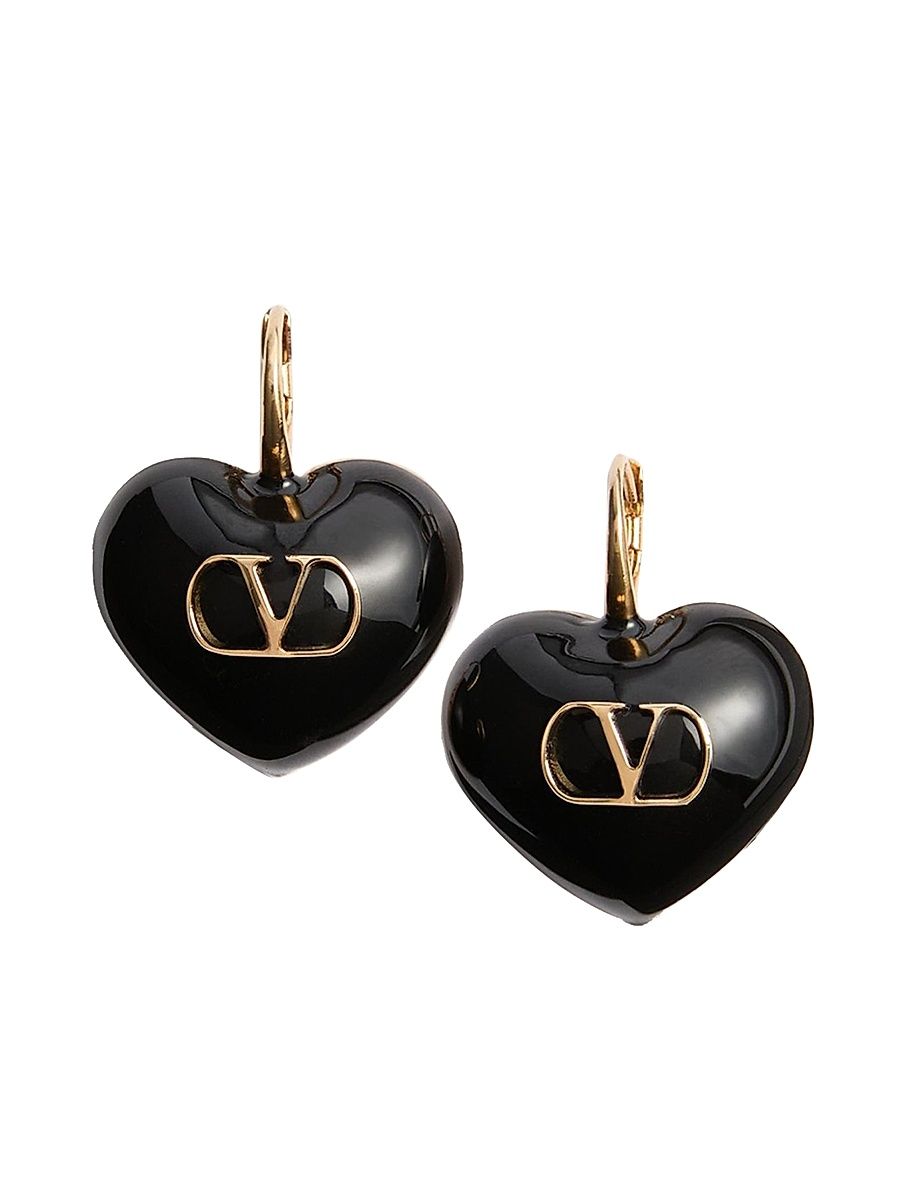 Women's Coeur Royal Earrings in Metal and Enamel - Black Gold