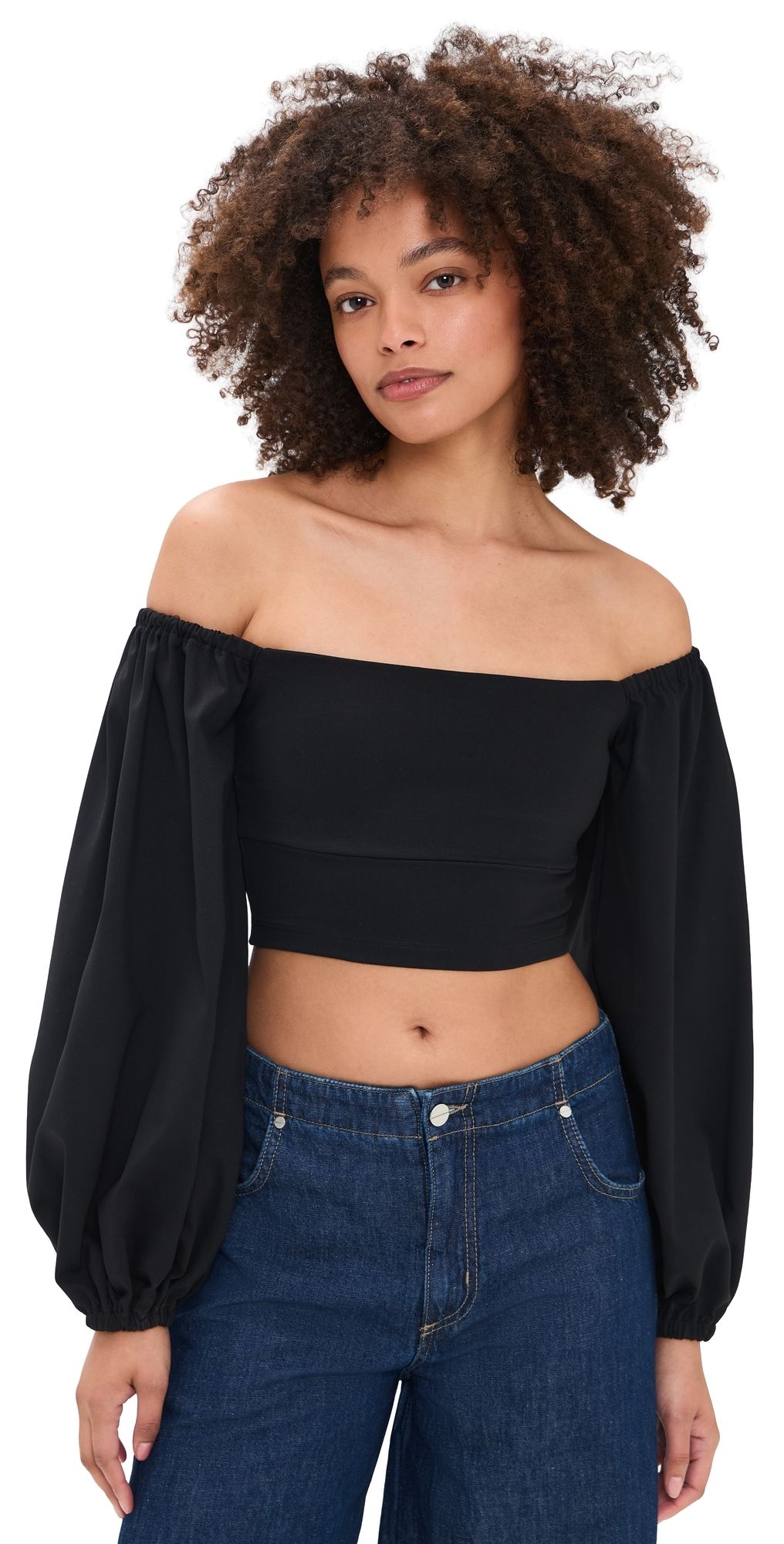 Susana Monaco Off Shoulder Puff Top Black S