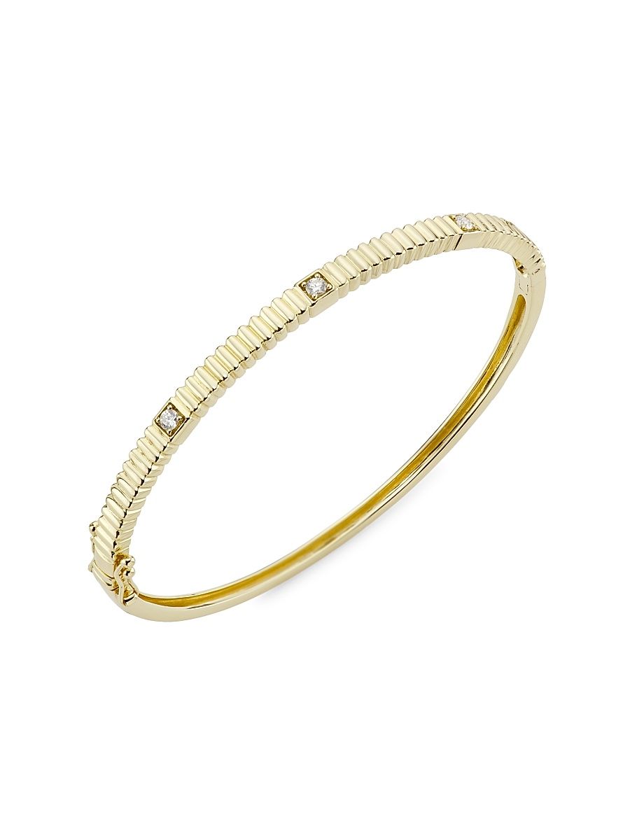 Women's 14K Yellow Gold & 0.16 TCW Diamond Fluted Bangle - Yellow Gold