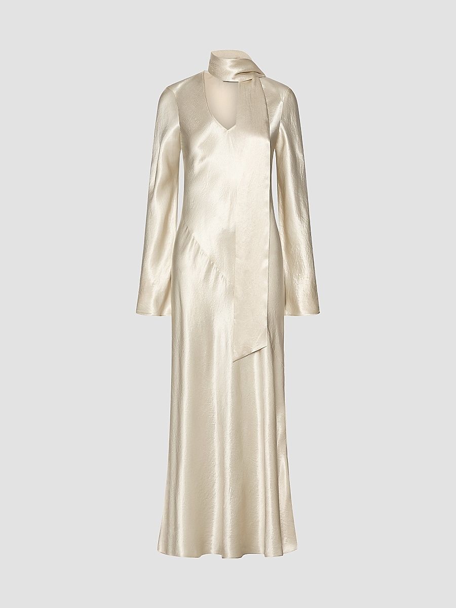 Women's Satin Dress - Wool White - Size 12