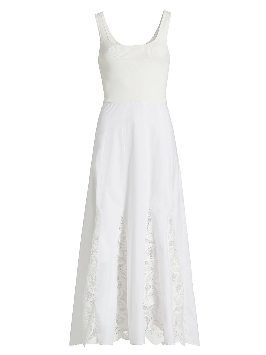 Women's Maeleyse Mixed Media Lace Dress - Soft White - Size 12