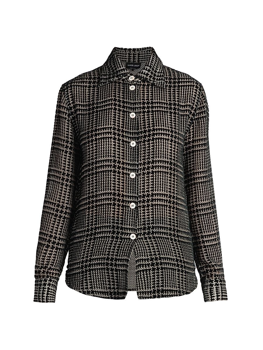 Women's Flocked Herringbone Shirt - Black Beauty - Size 2