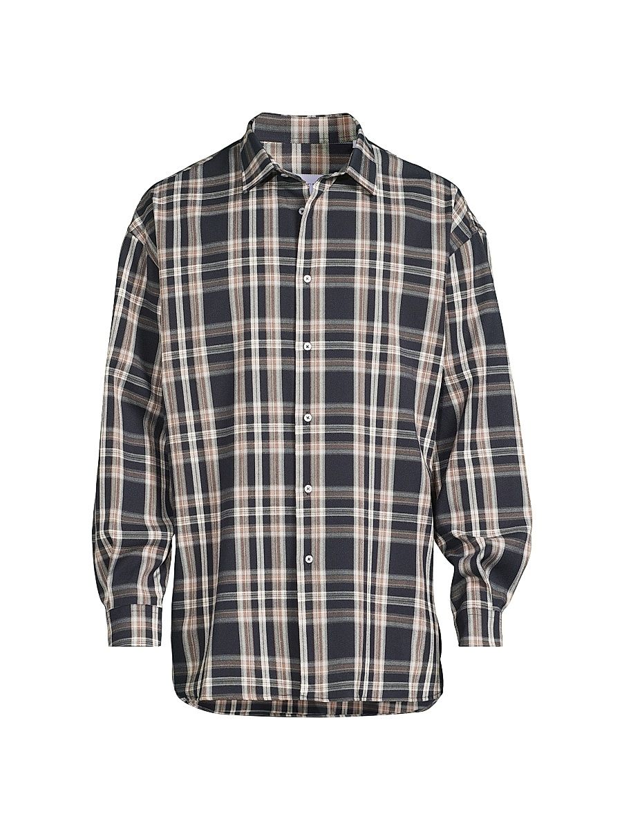 Men's College Check Shirt - Dark Blue - Size Large