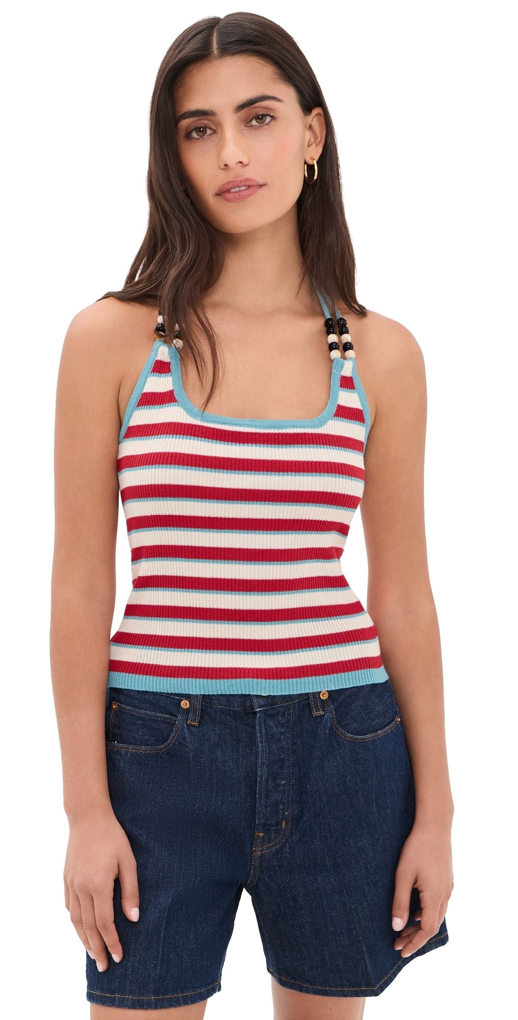 Bailey Rose Striped Halter Top Sky XS