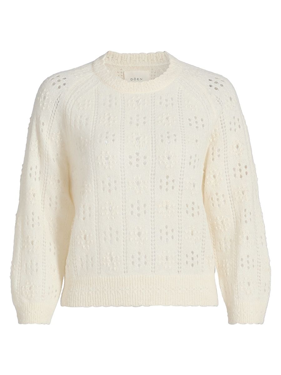 Women's Emiliana Pointelle Knit Sweater - Ivory - Size XS