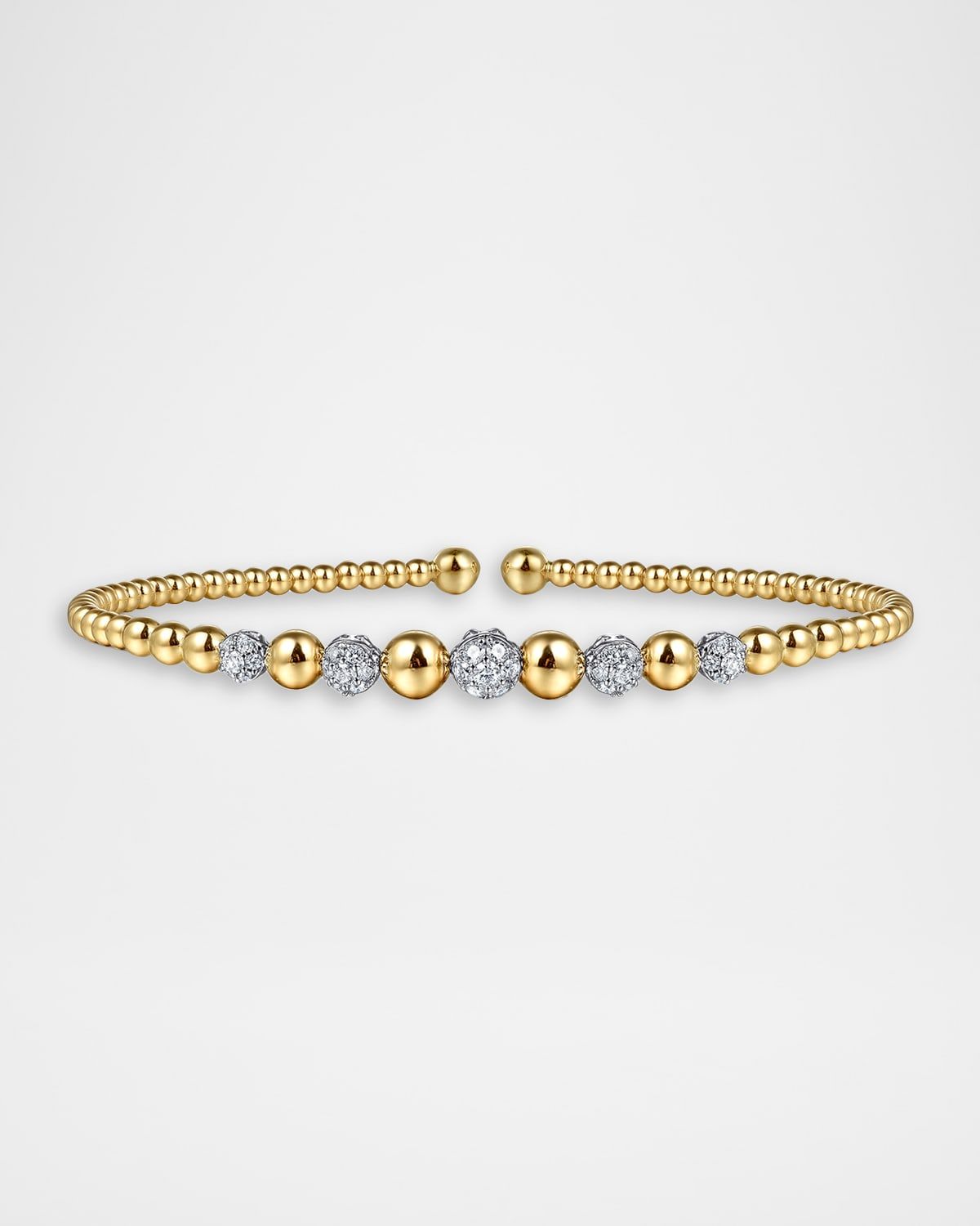 14K Yellow and White Gold Bujukan Diamond Stations Bangle