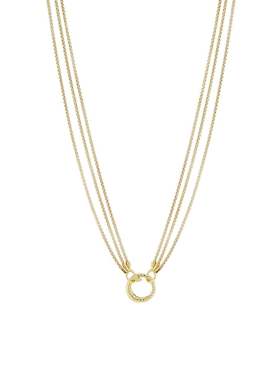 Women's 18K Yellow Gold Three-Strand Box Chain Necklace