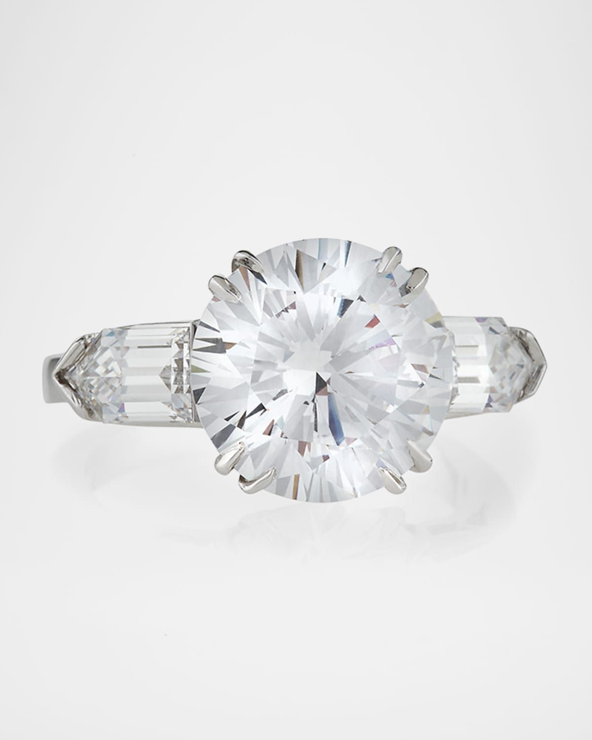 Solitaire Cubic Zirconia Ring with Bullets, 6 TCW