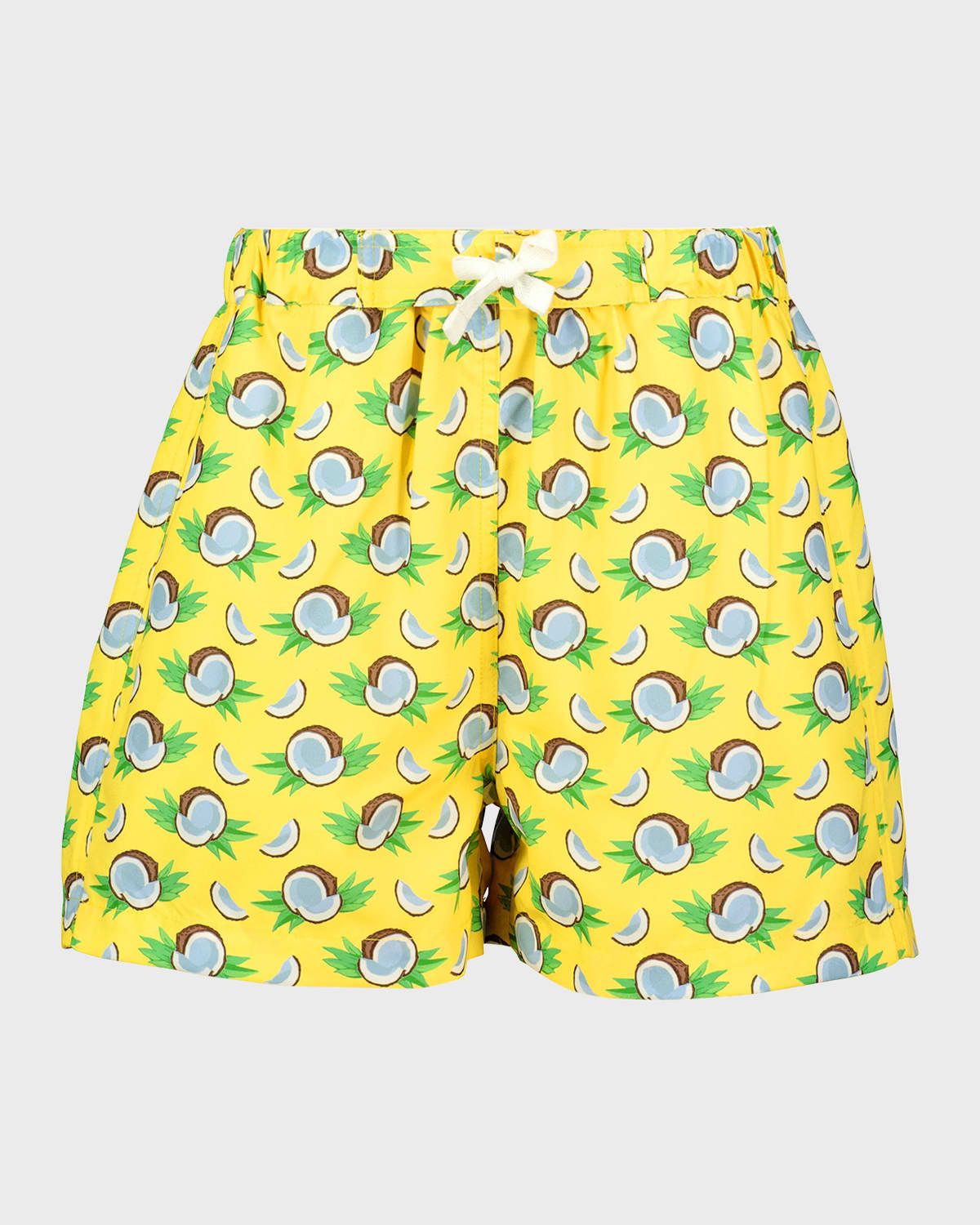 Boy & apos;s Coconut-Print Swim Shorts, Size 2-10