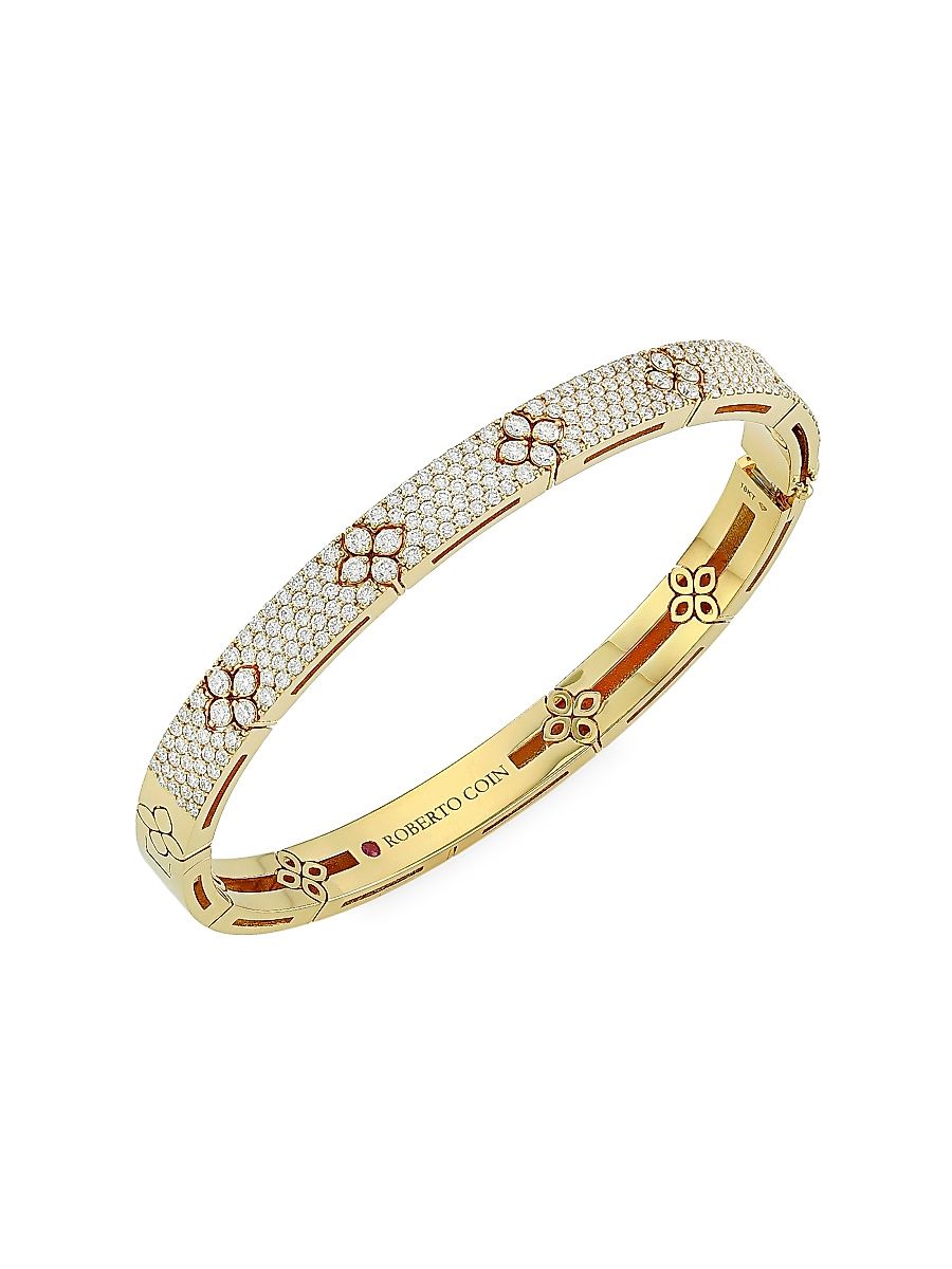 Women's Love In Verona 18K Yellow Gold & Diamond Bangle - Yellow Gold
