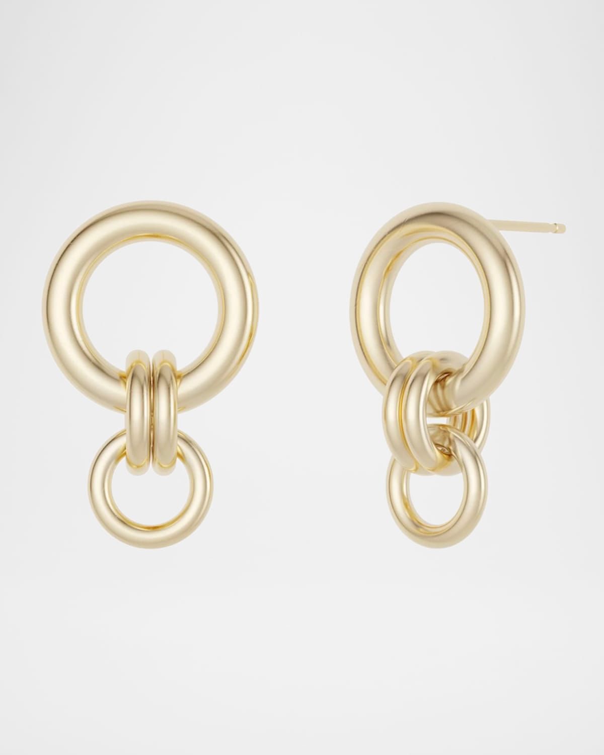 White Gold 3-Link Earrings with White Diamonds