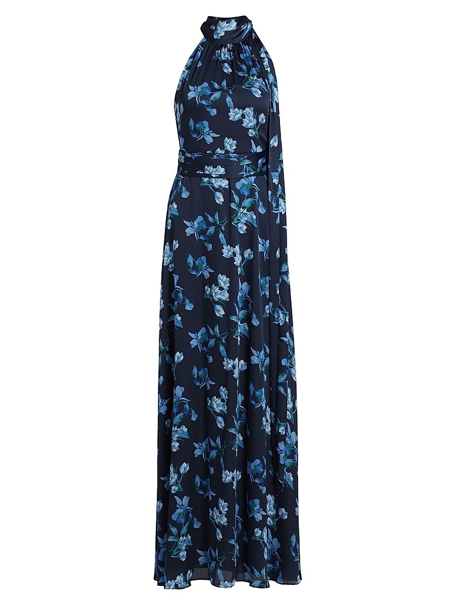 Women's Kayla Floral Highneck Gown - Night Sky Venetian Petal - Size 16