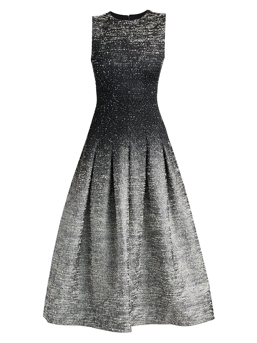 Women's Ombré Bouclé A-Line Cocktail Dress - Black Ivory - Size 6