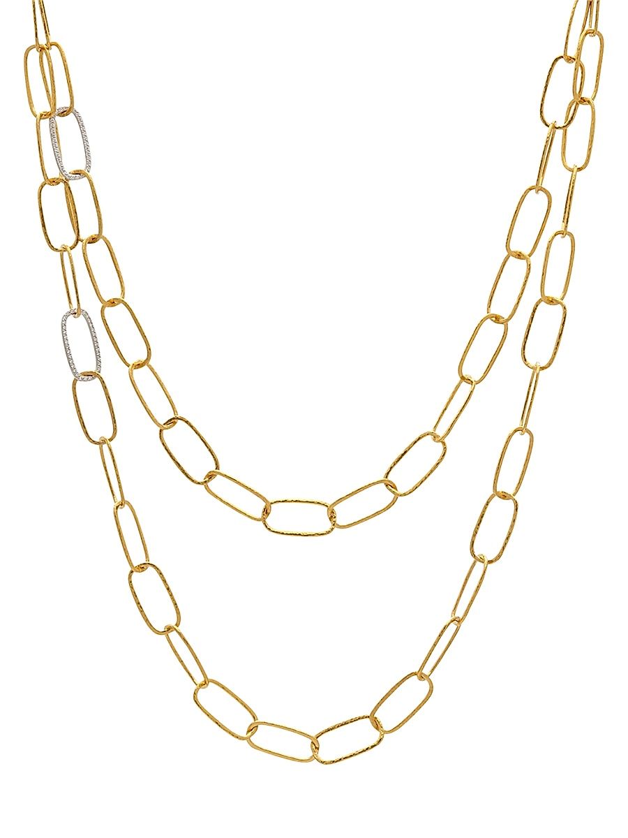Women's Geo 22K Gold & Diamond Open Chain Necklace - Yellow Gold