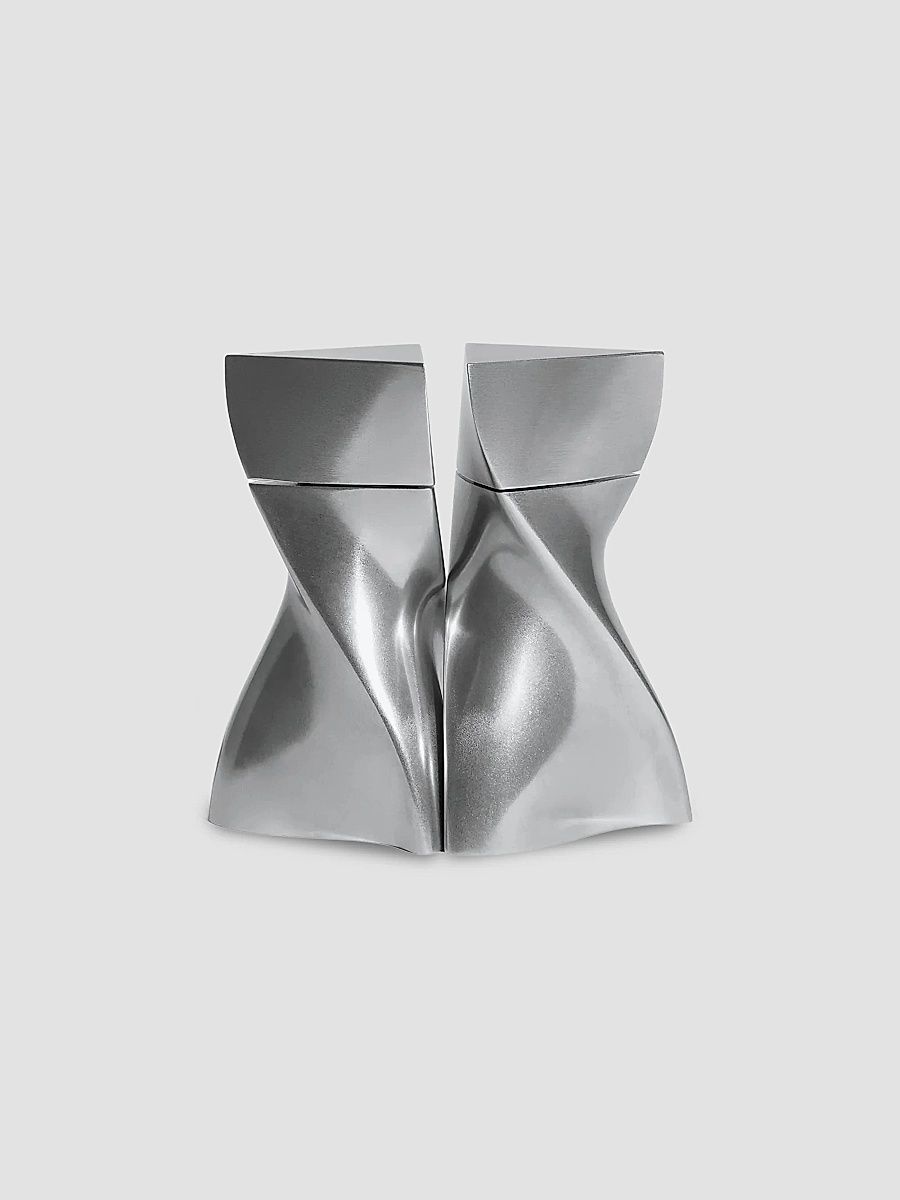 Zaha Hadid Design Duo Mini Salt & Pepper Grinders Set - Silver Black