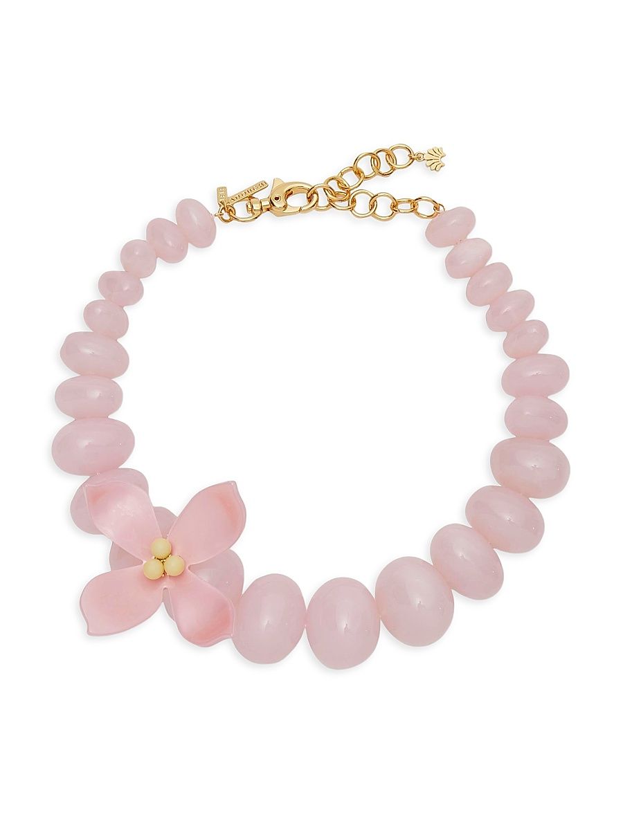 Women's Oleander 14K-Gold-Plated & Acetate Flower Necklace - Blush