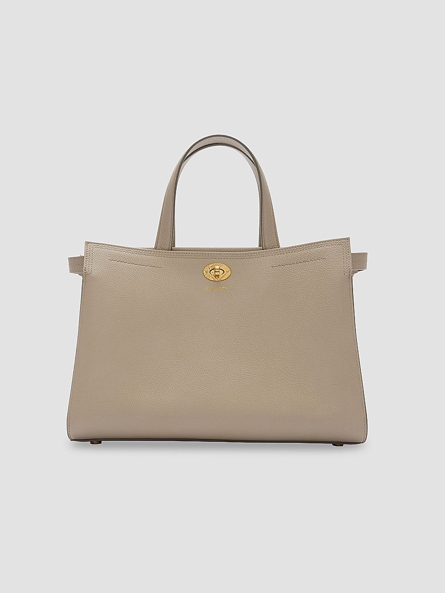 Women's Cotswolds Small Check Leather Tote Bag - Mushroom