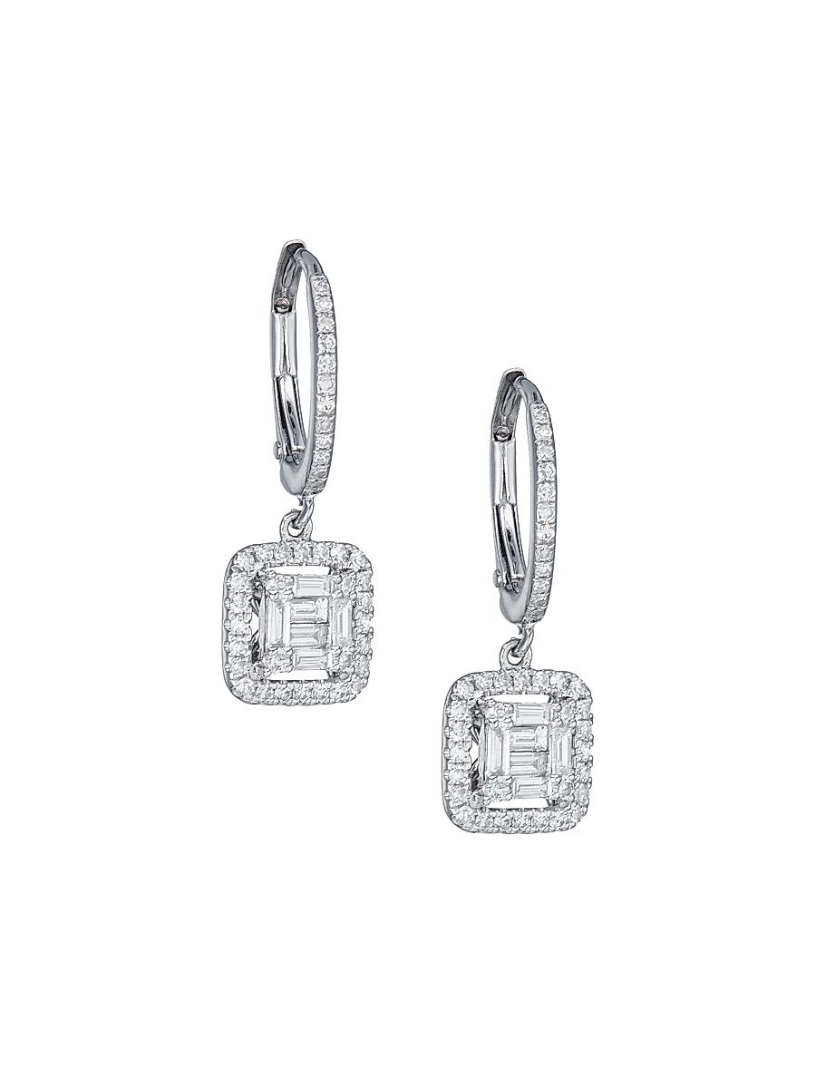 Women's 14K White Gold & 0.48 TCW Diamond Cushion Drop Earrings - White Gold