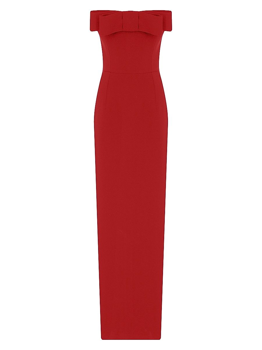 Women's Sisu Bow-Detailed Strapless Midi-Dress - Pedro Red - Size 8