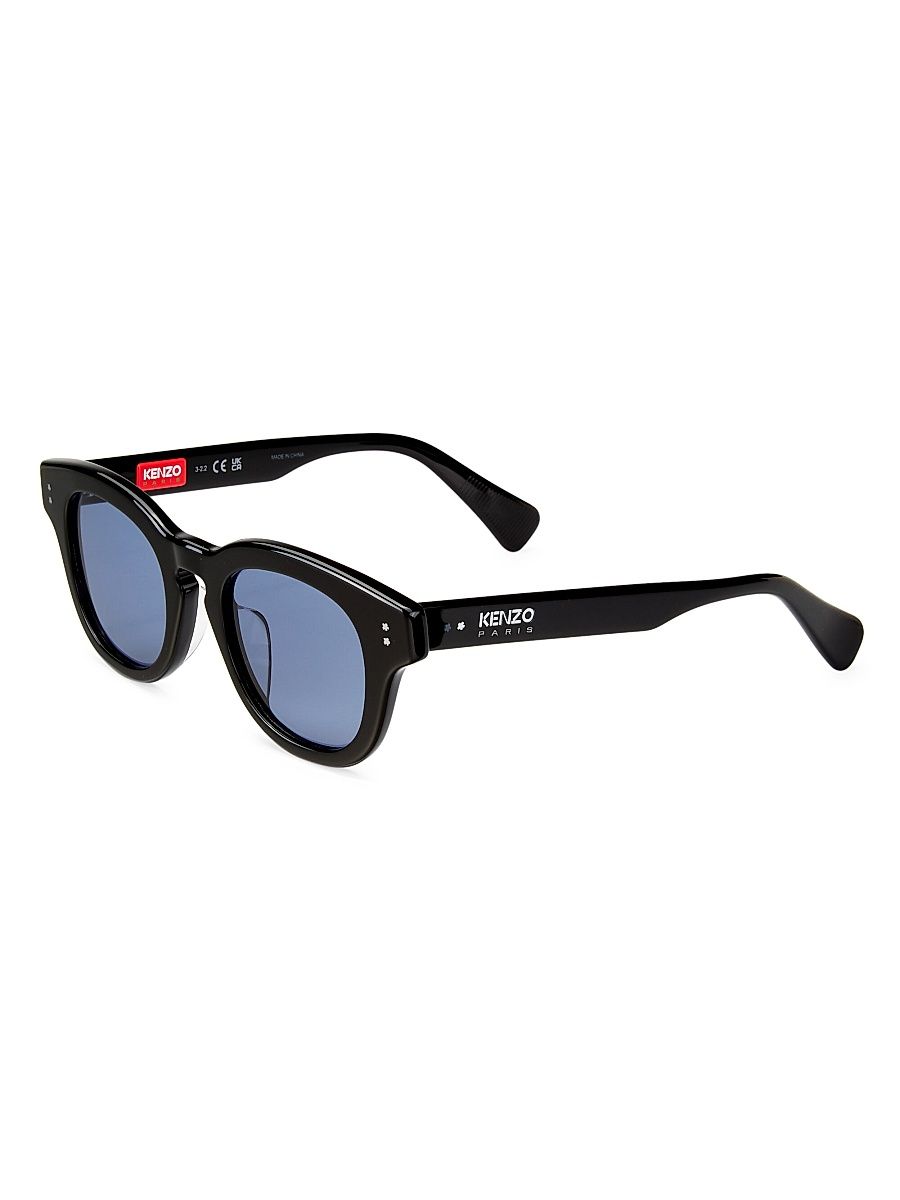 Men's Round Acetate Sunglasses - Shiny Black Blue