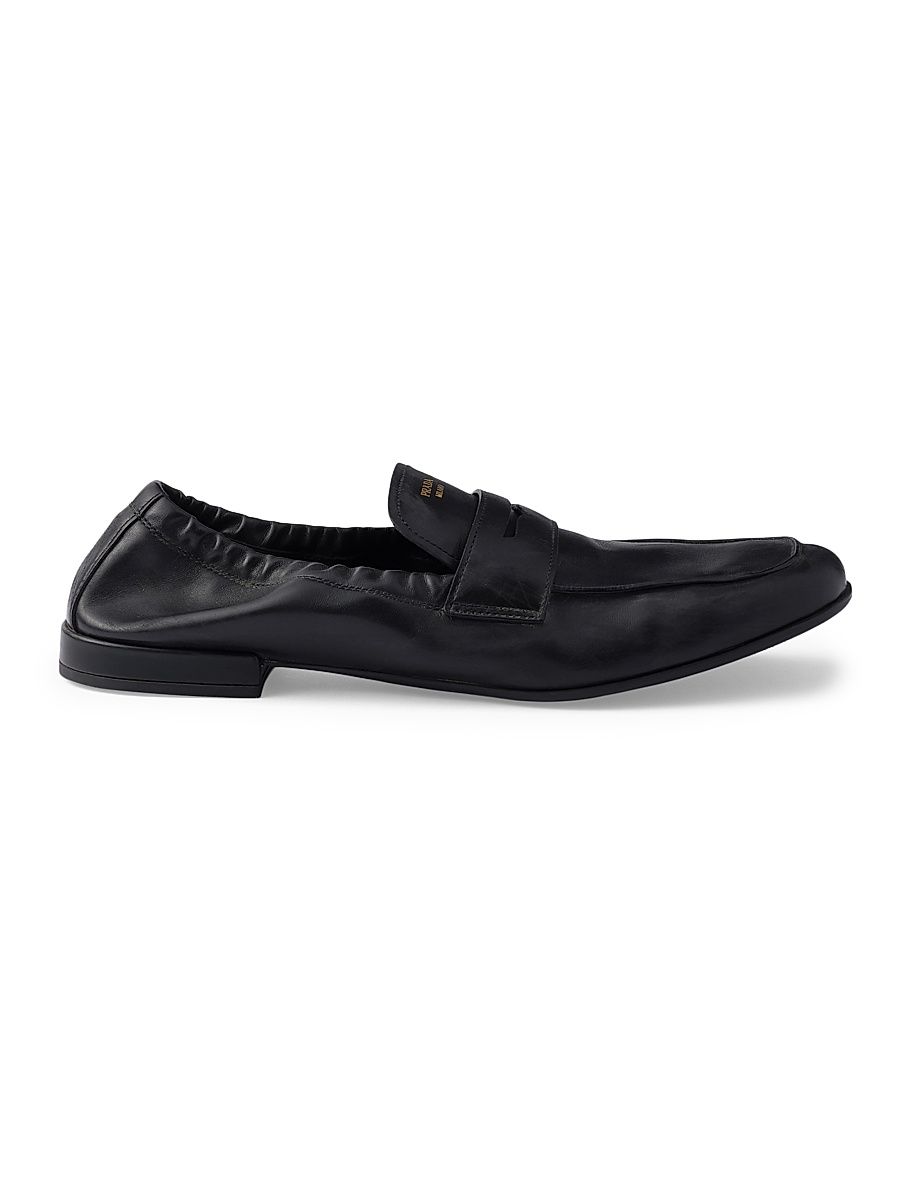 Women's Shuffle Antiqued Leather Loafers - Black - Size 11.5