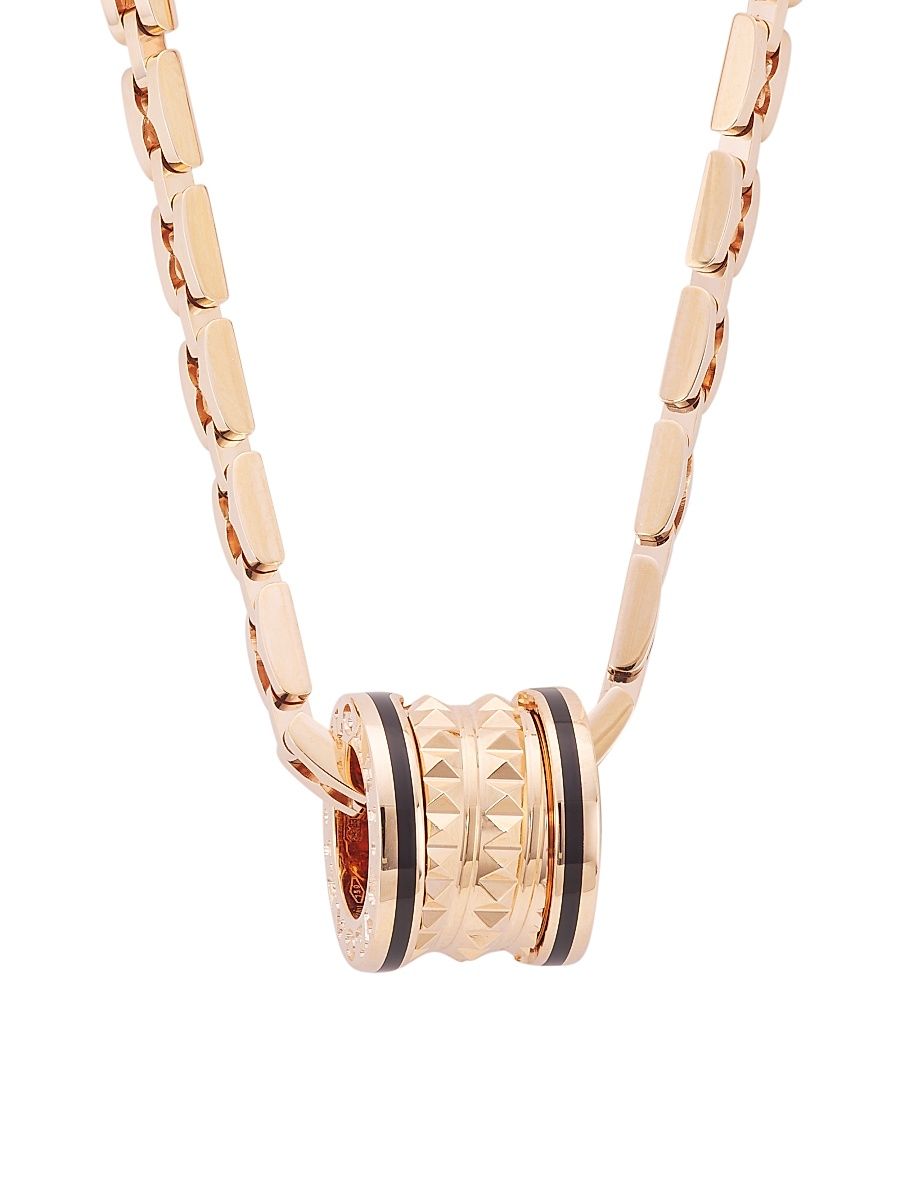 Women's B. zero1 Rock 18K Rose Gold & Black Ceramic Pendant Necklace - Rose Gold