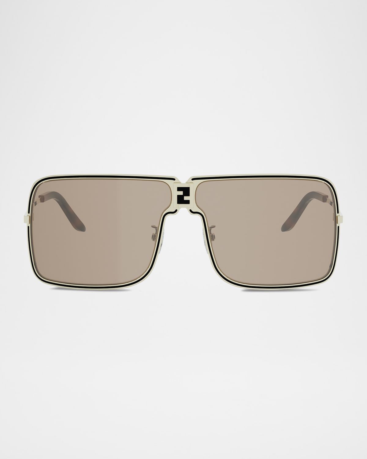 Fendiness Metal Semi-Shield Sunglasses