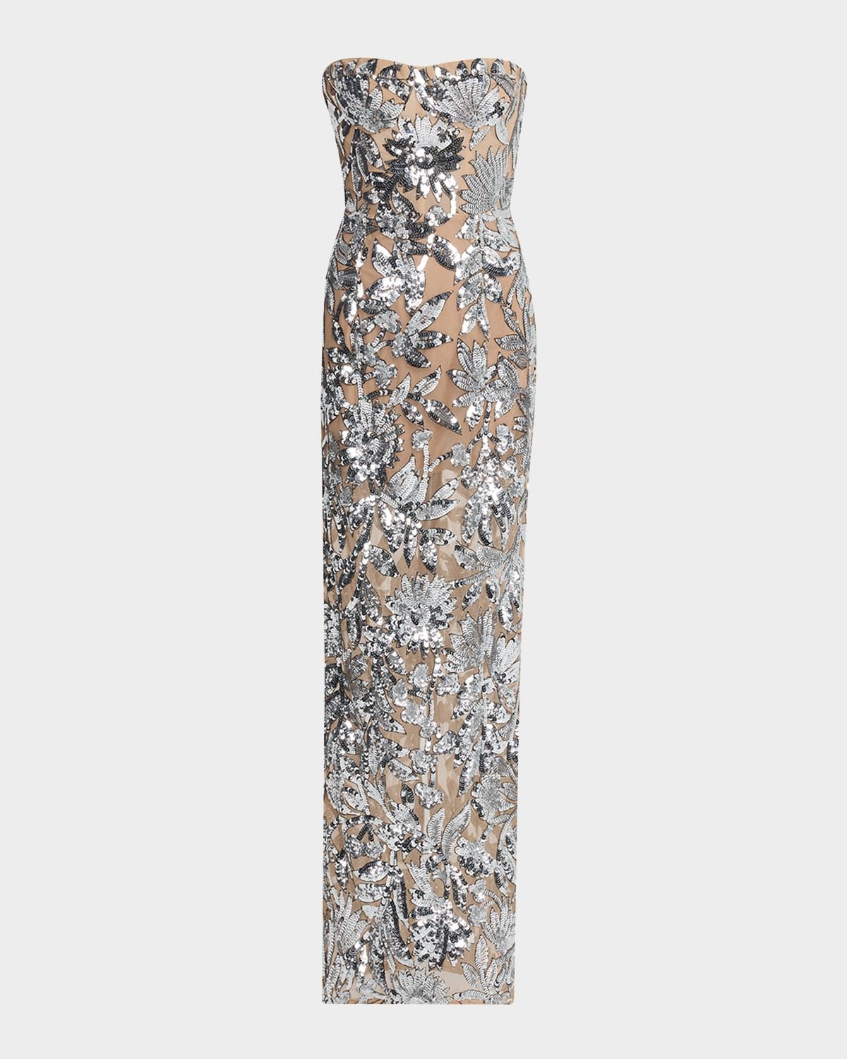 Dahlia Strapless Floral Sequin Column Gown