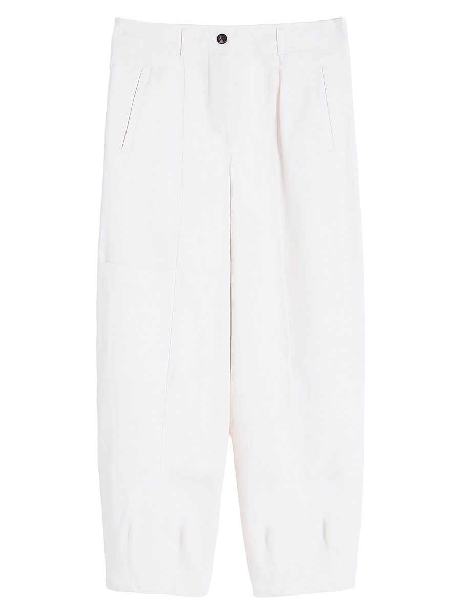 Women's Cotton Bull Denim Cargo Trousers - Optical White - Size 16