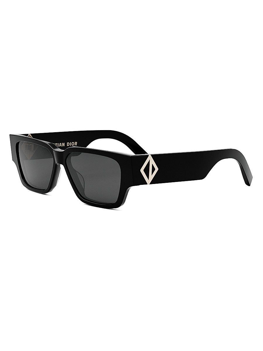 Men's CD Diamond S5I 56MM Geometric Sunglasses - Shiny Black Smoke